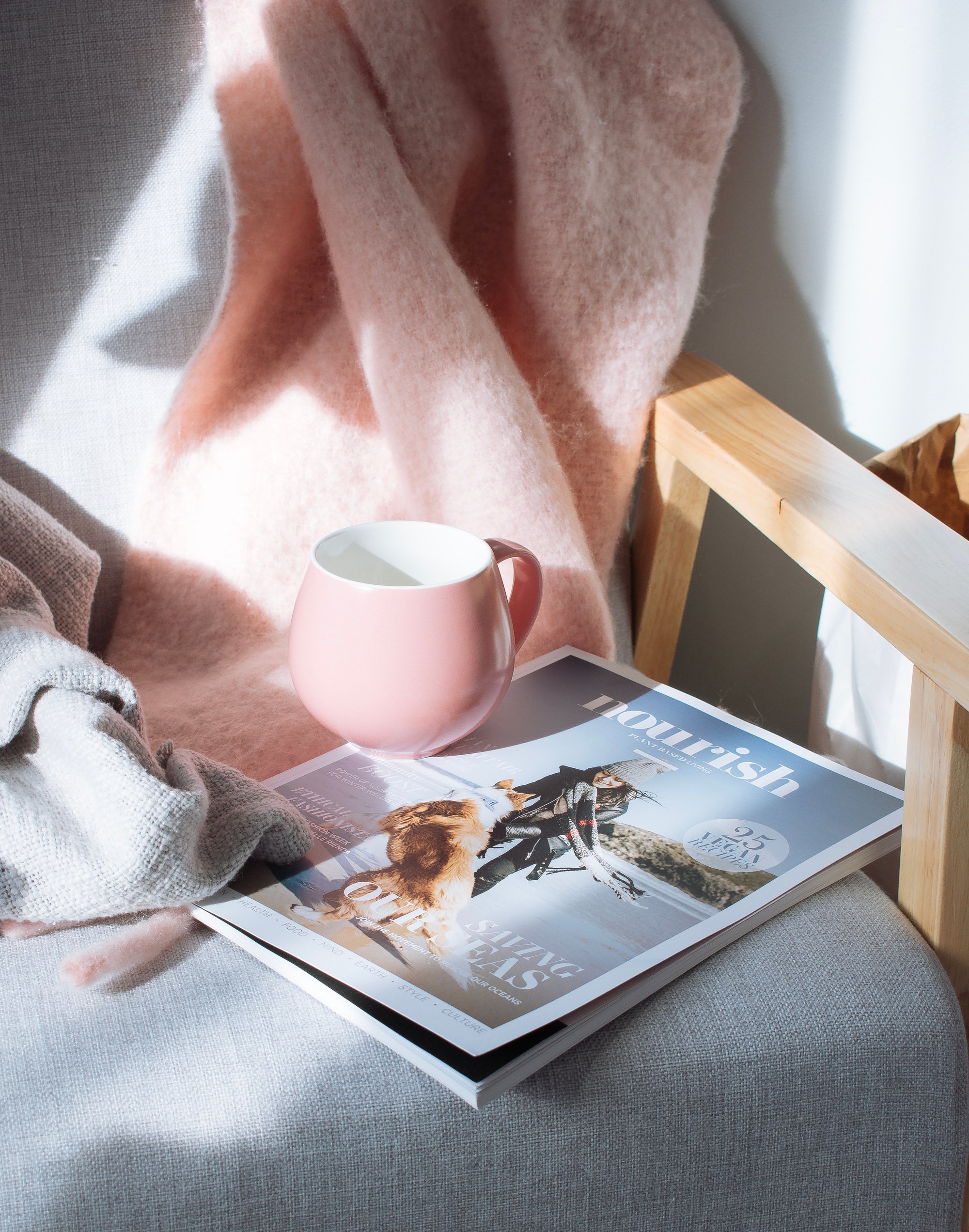 Pink Mug and Magazine